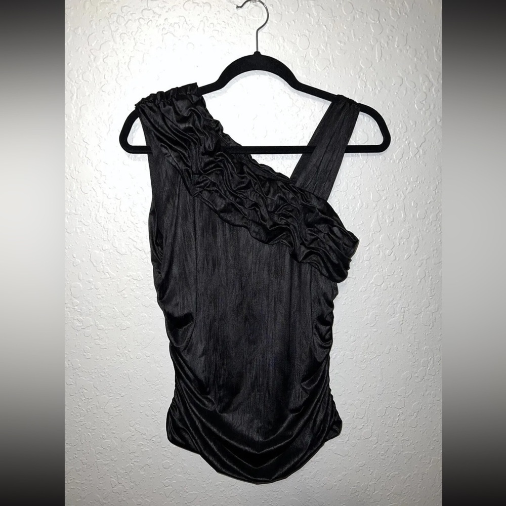 Grass Collections Ruched Top Womens Ruffles Cocktail Party Holiday NYE Sz L
